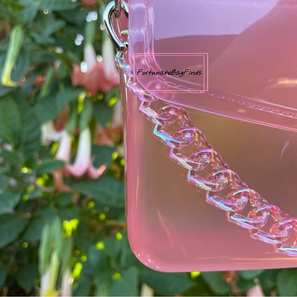 TikTok Famous PINK PEACH Jelly TRIPLE HEARTS Resin Bag Strap Novelty Bag Chain - Picture 4 of 14